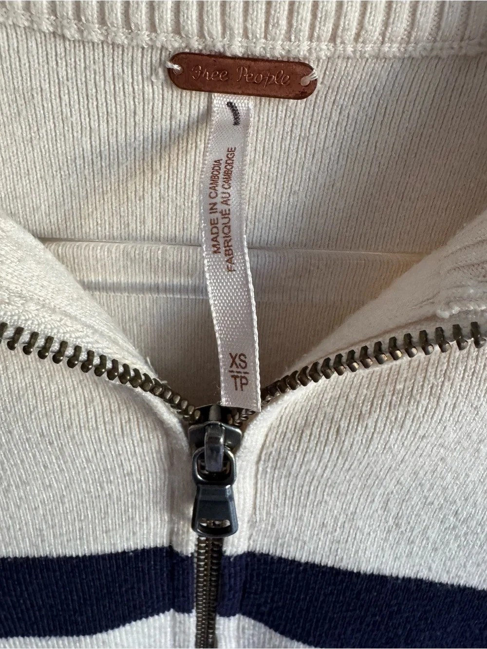 FREE PEOPLE Coastal Stripe Pullover Half-Zip Relaxed Sweater Sz: XS